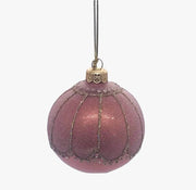Pallina Albero Di Natale In Vetro Rosa Decorata Con Glitter 8cm