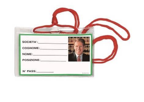 Set 100pz Porta Badge Lebez Laccio Rosso 10,5x6,7cm