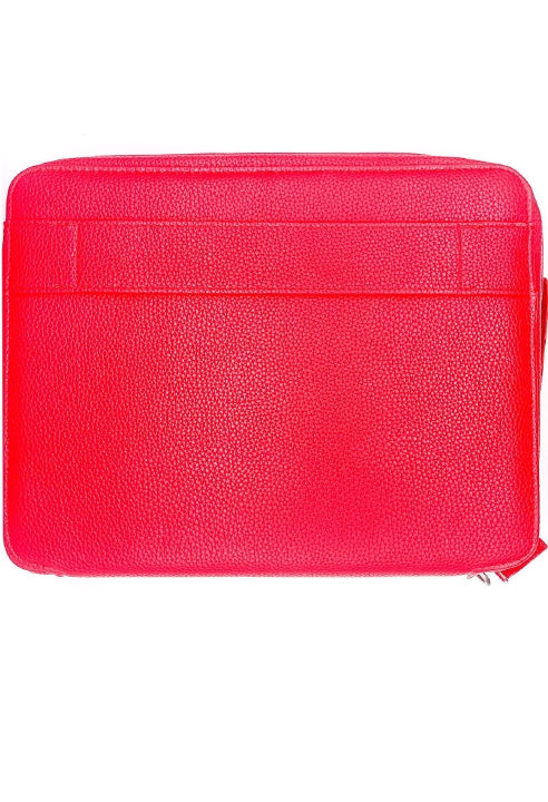 Portadocumenti Sottobraccio Professionale In Pelle Rosso Chiusura Zip