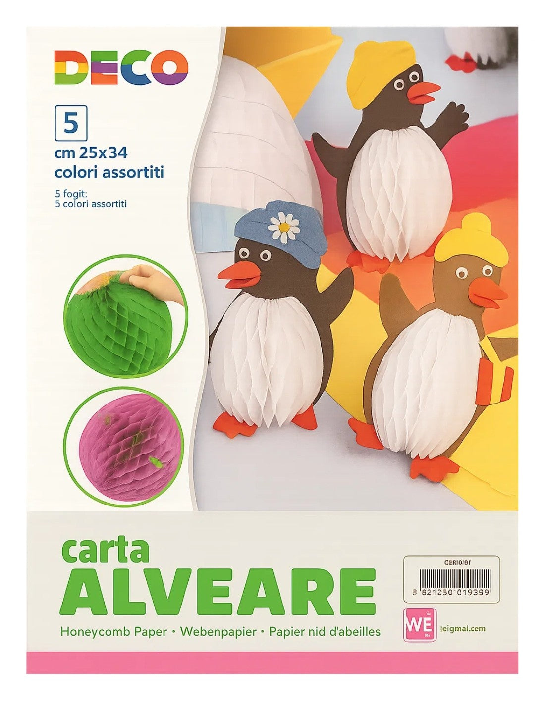 Carta Alveare Colorata 5pz