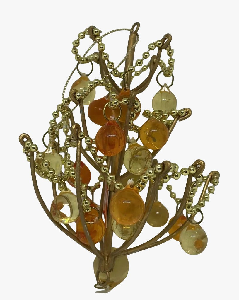 Addobbo Albero Di Natale Candelabro Oro Collana E Pendenti 12cm