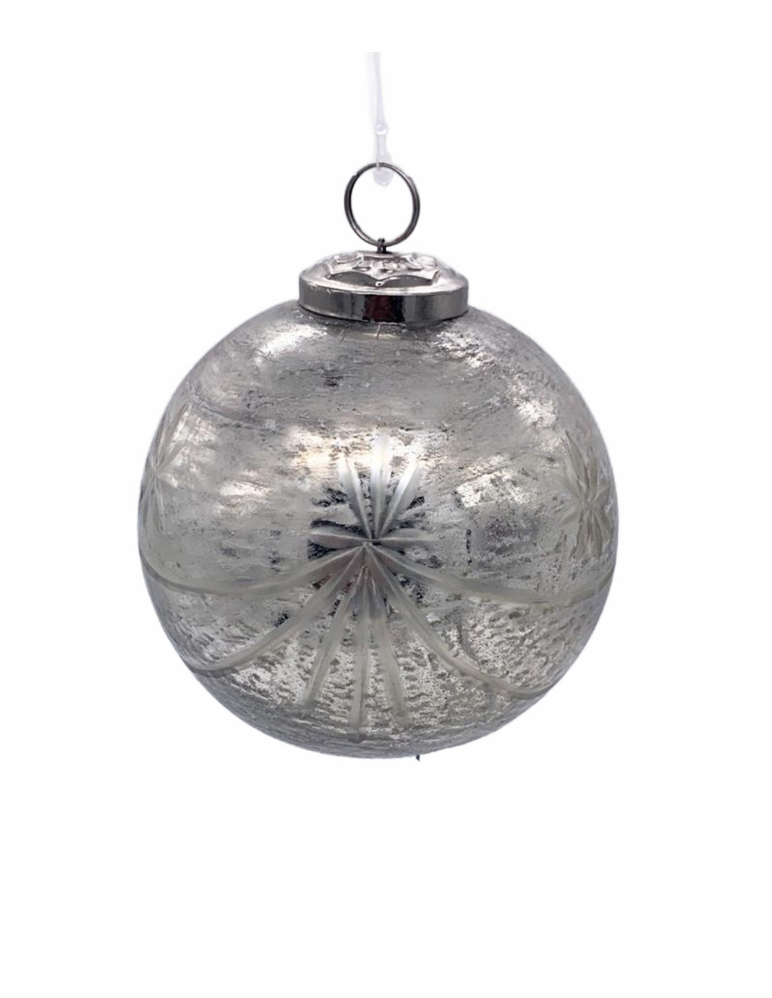 Pallina Albero Di Natale In Vetro Oro Con Ornamenti In Rilievo 8cm