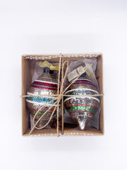 Pallina Albero Di Natale In Vetro Ovale Decorata 10cm
