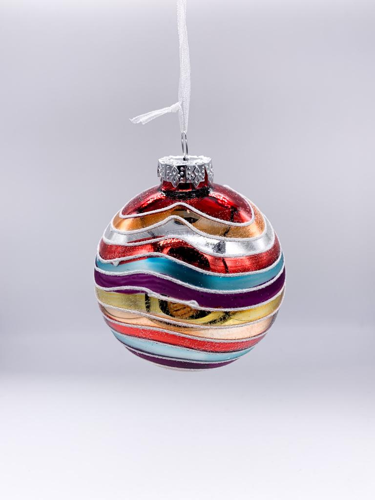 Palline Albero Di Natale In Vetro Multicolor Lucido 8cm