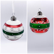 Palline Albero Di Natale In Vetro Tricolore 8cm