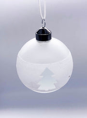 Pallina Albero Di Natale in Vetro Trasparente Opaca Con Alberi 8cm