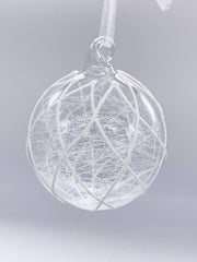 Pallina Albero Di Natale In Vetro Trasparente Con Filamenti 8cm