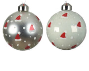 Pallina Albero Di Natale In Vetro Grigio Chiaro/Scuro Con Disegni Natalizi Prodotto Assortito