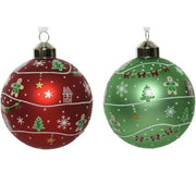 Pallina Albero Di Natale In Vetro Con Decorazioni Glitter 8cm Assortite