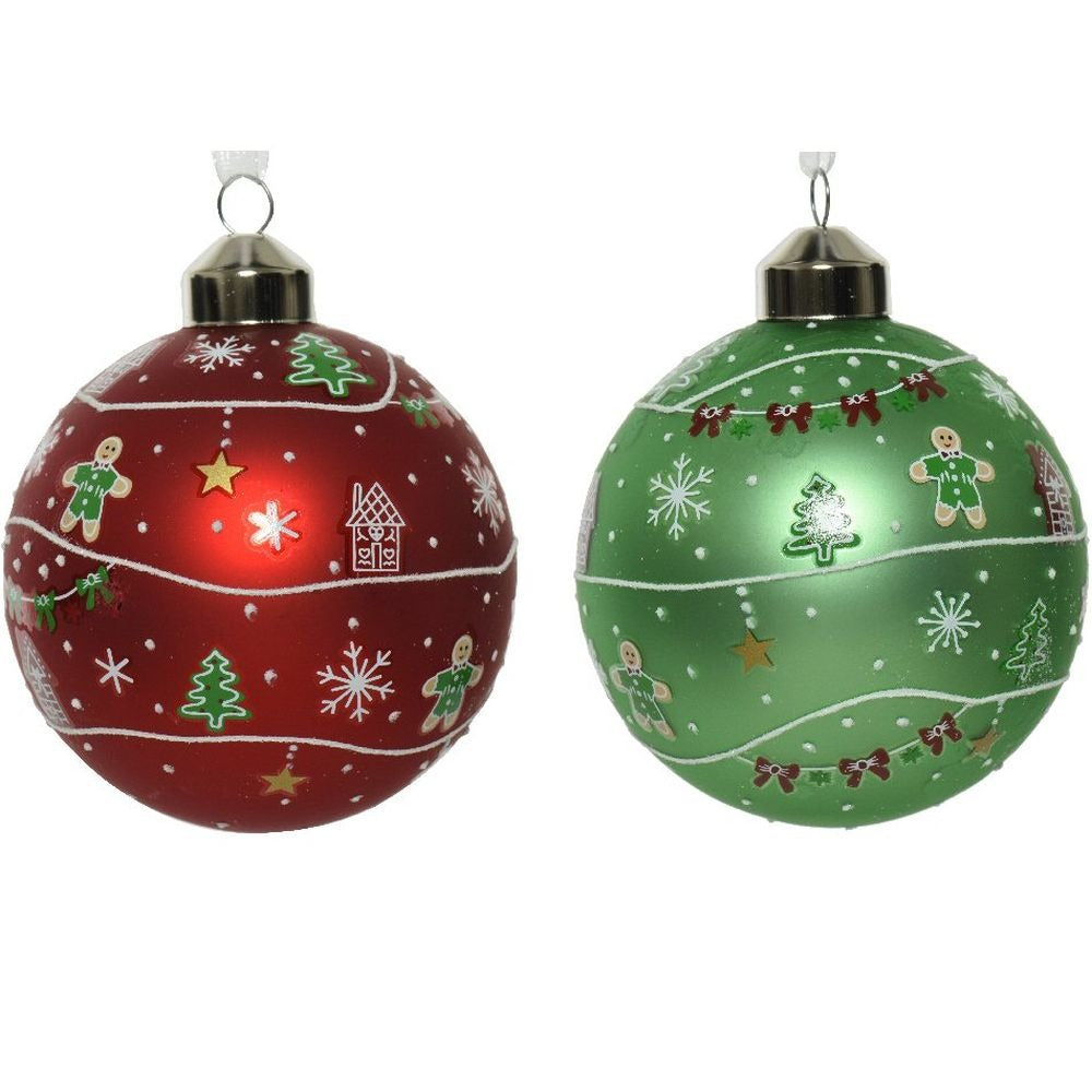 Pallina Albero Di Natale In Vetro Con Decorazioni Glitter 8cm Assortite