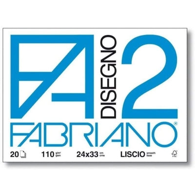 Album da Disegno Blocco Fabriano F2 Liscio 110g 24x33cm 20 Fogli