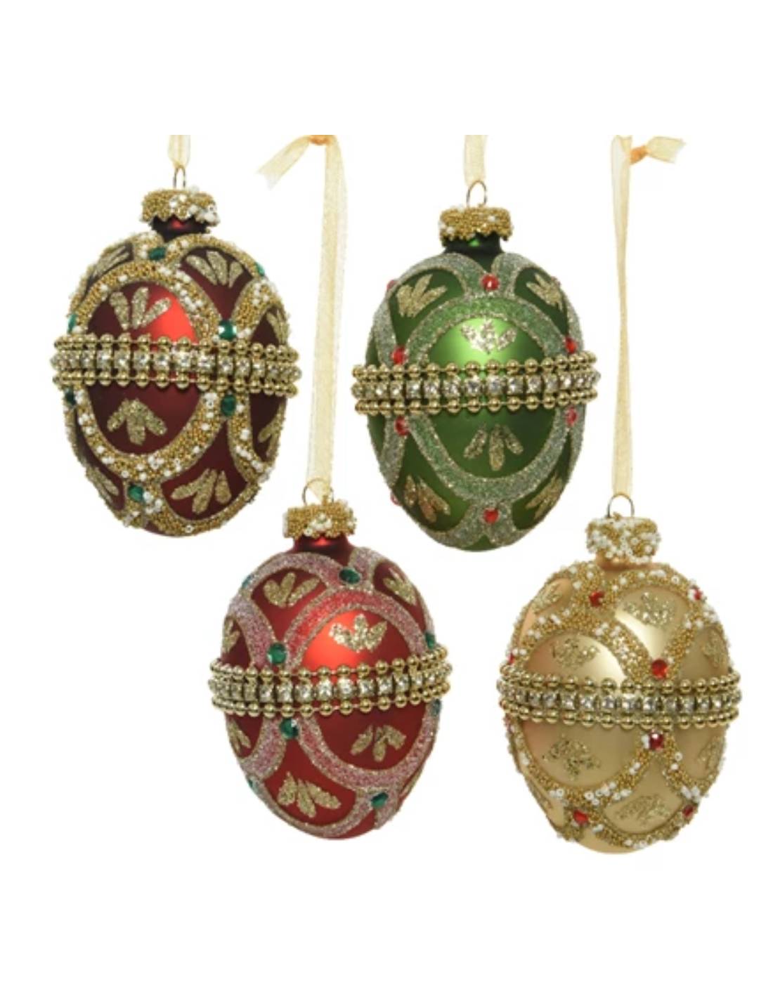 Pallina Albero Di Natale In Vetro Ovale Decorazioni Assortite d6cm