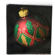 Pallina Albero Di Natale In Vetro Rosso Con Vischio 8cm