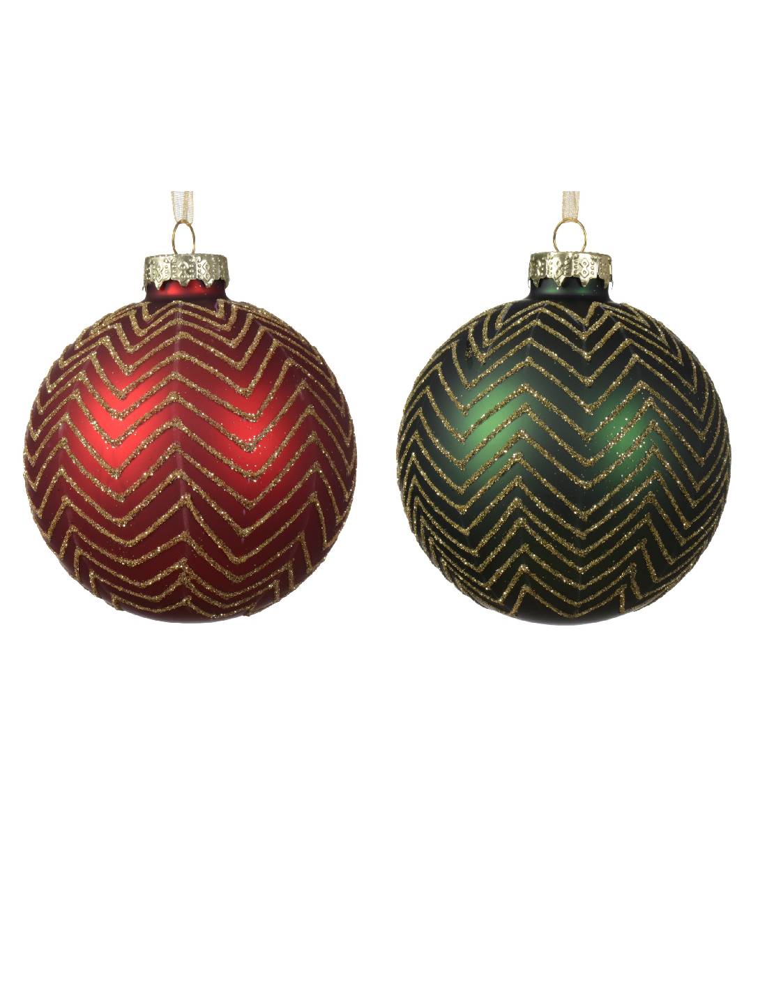 Pallina Albero Di Natale In Vetro Strisce Oro 8cm