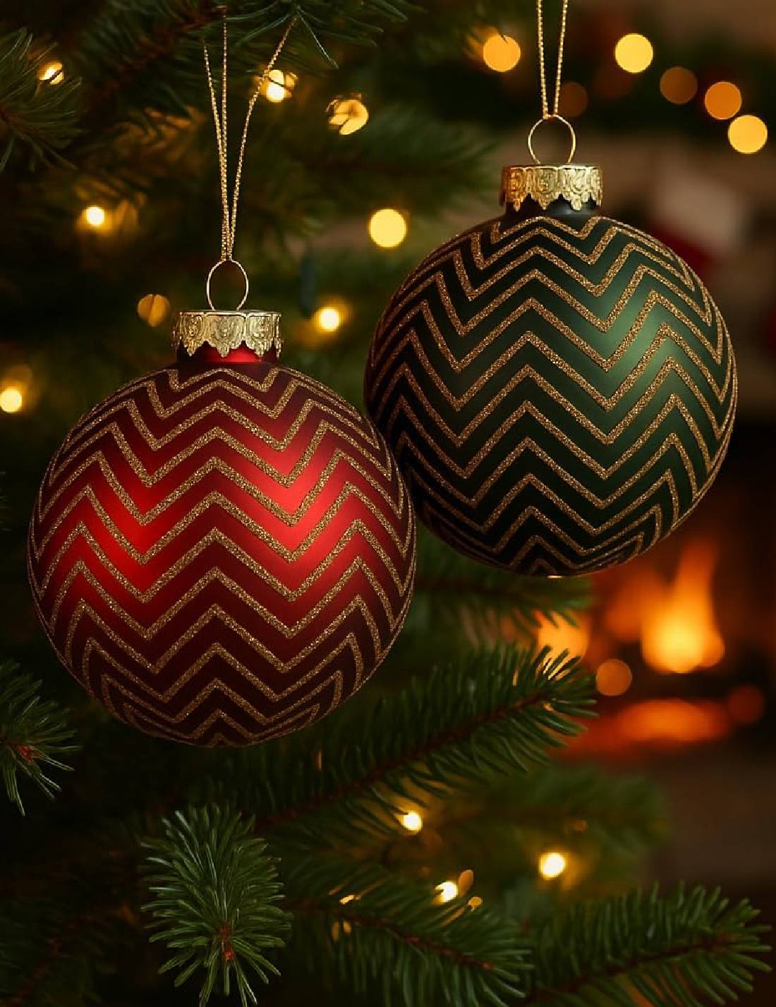 Pallina Albero Di Natale In Vetro Strisce Oro 8cm