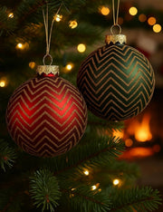 Pallina Albero Di Natale In Vetro Strisce Oro 8cm