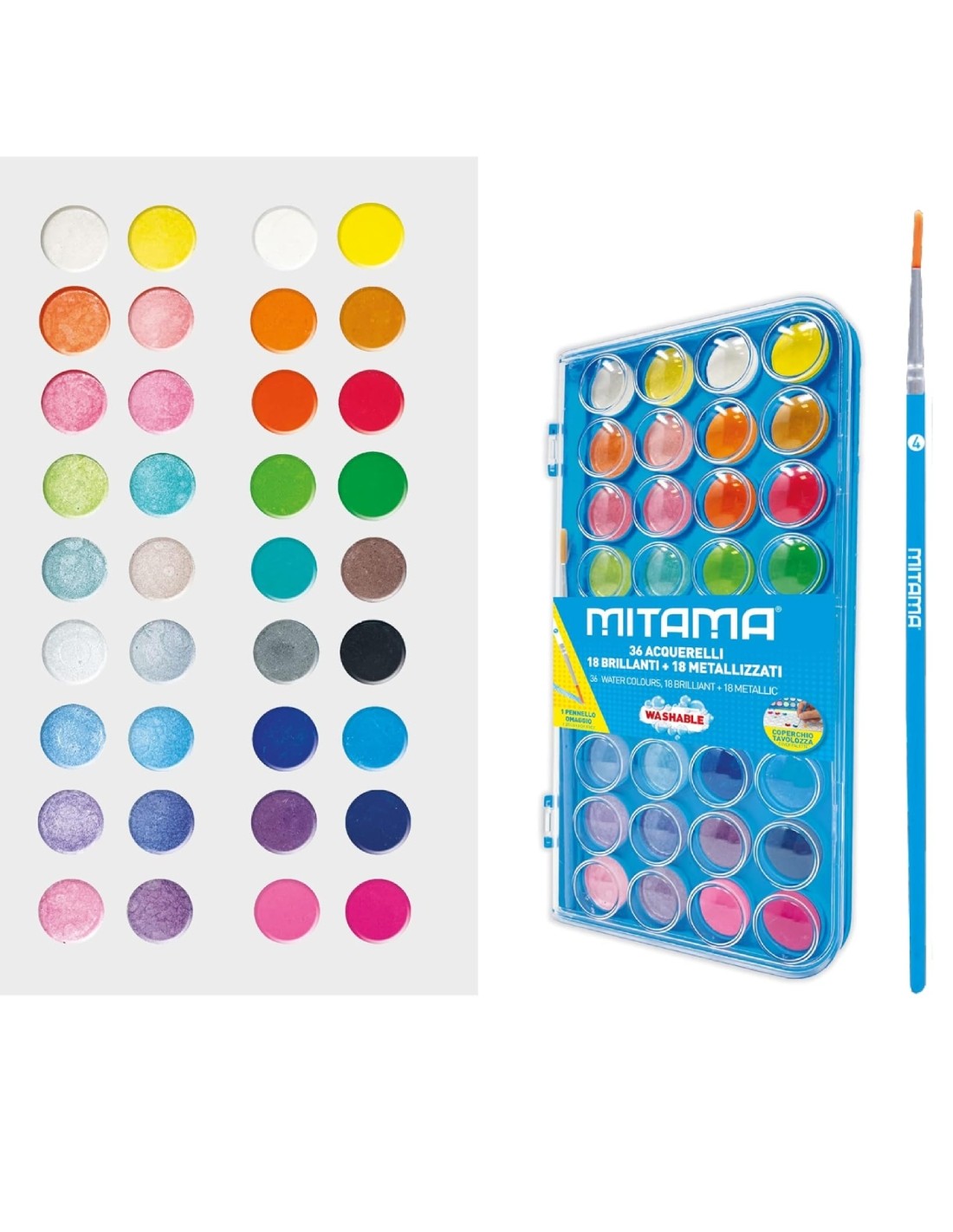 Kit Acquerelli Lavabili Sfumabili 36 Colori