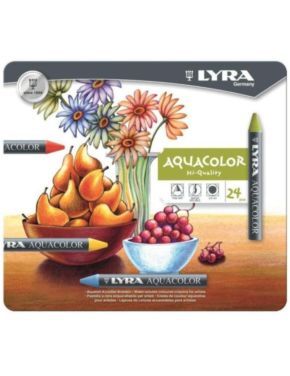 Pastelli A Cera Acquerellabili Lyra Aquacolor 24pz