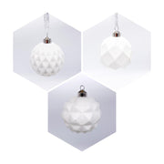 Pallina Albero Di Natale In Vetro Bianca Sfaccettata 8cm