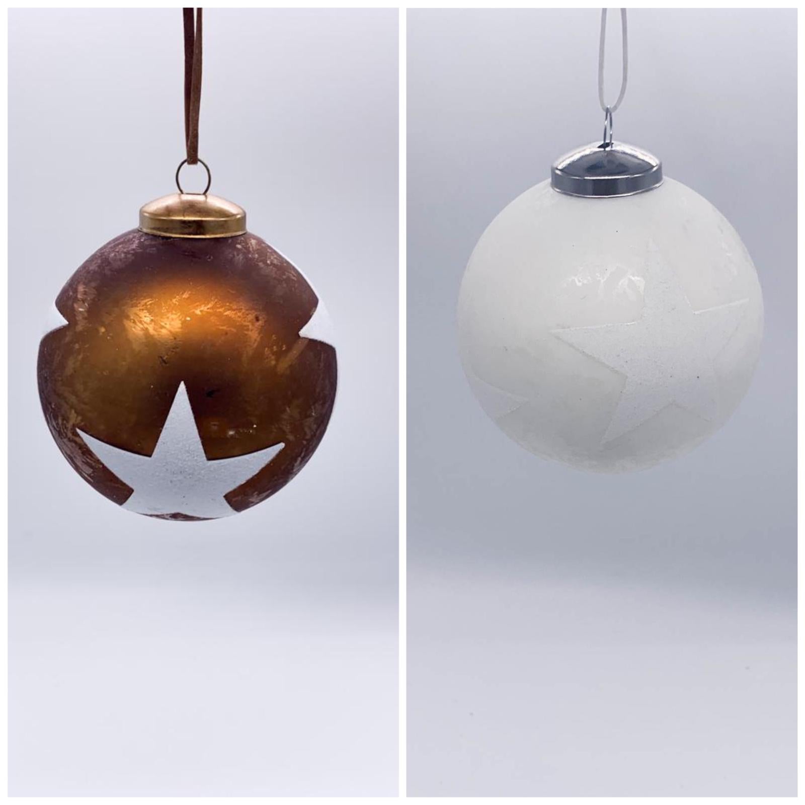 Pallina Albero Di Natale In Vetro Con Stelle 8cm