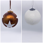 Pallina Albero Di Natale In Vetro Con Stelle 8cm