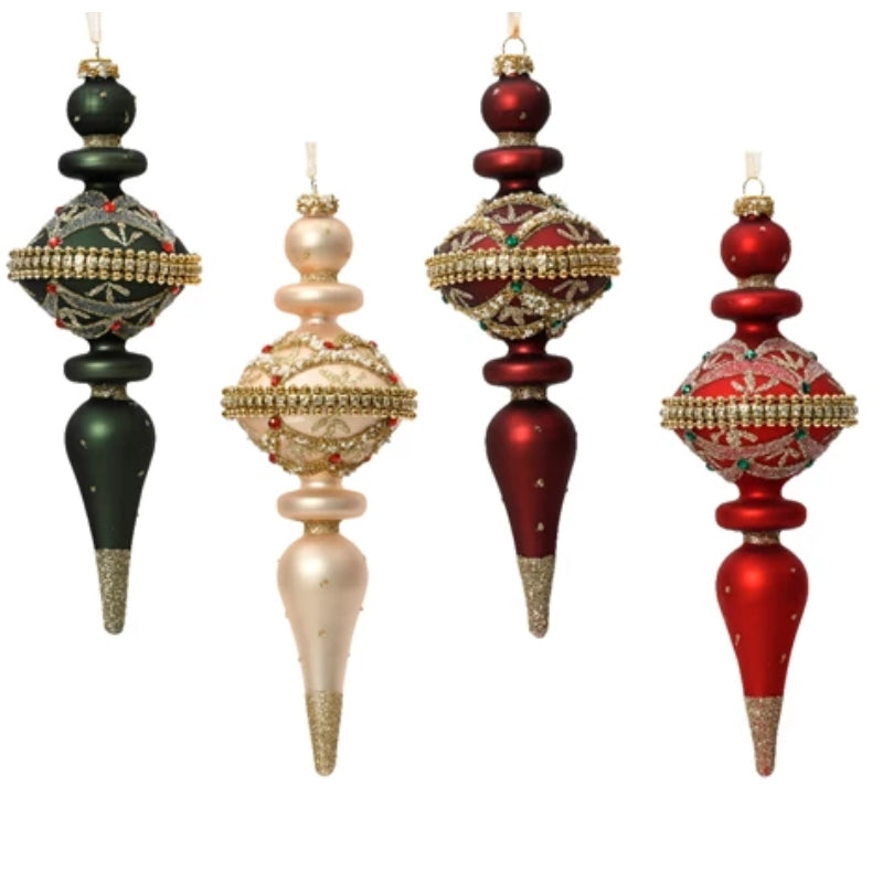 Pallina Albero Di Natale In Vetro Con Decori Colori Assortiti