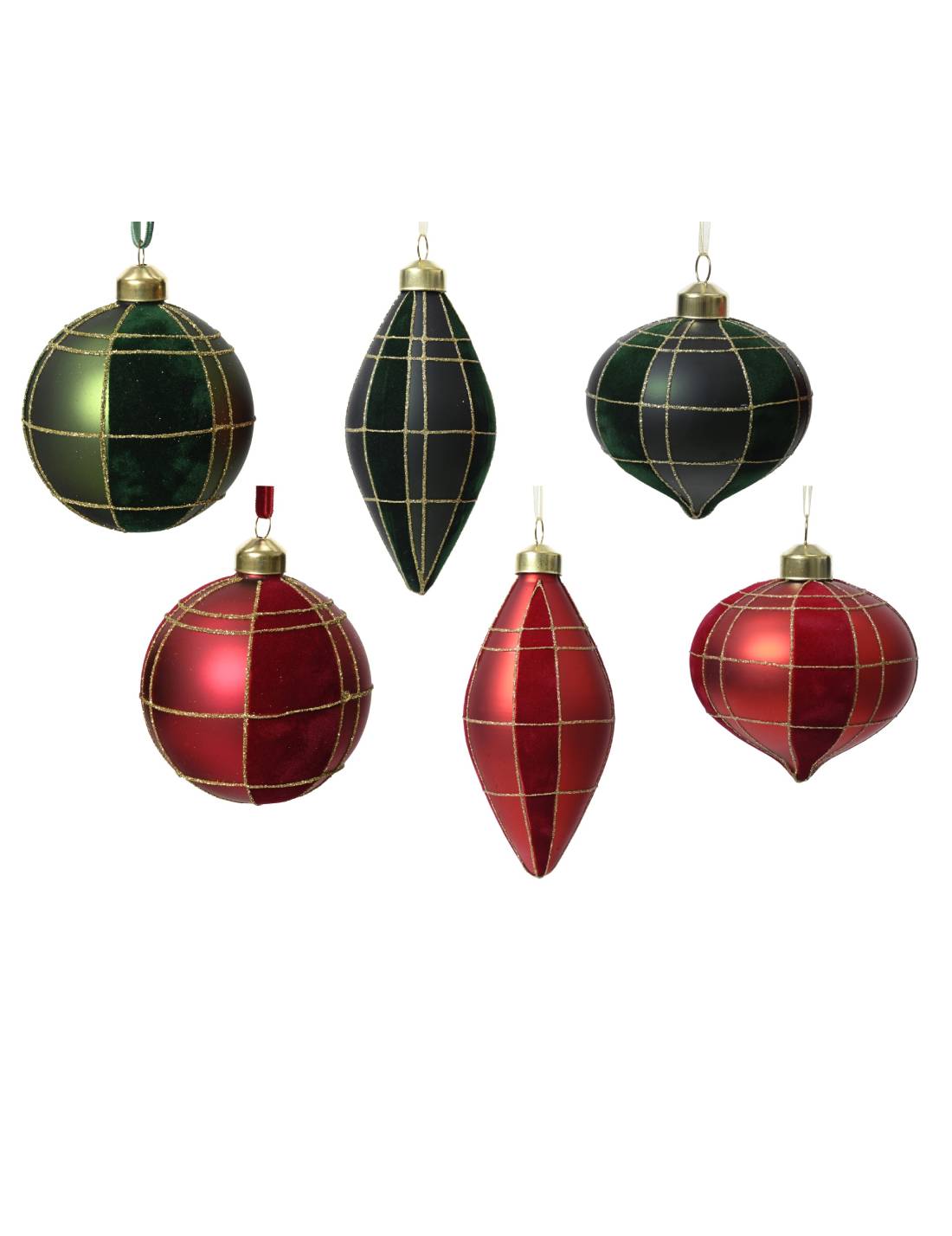 Pallina Albero Di Natale In Vetro Vellutata Con Righe Dorate 8cm