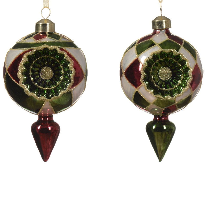 Pallina Albero Di Natale In Vetro In Vetro Con Punta Colori Assortiti 8cm