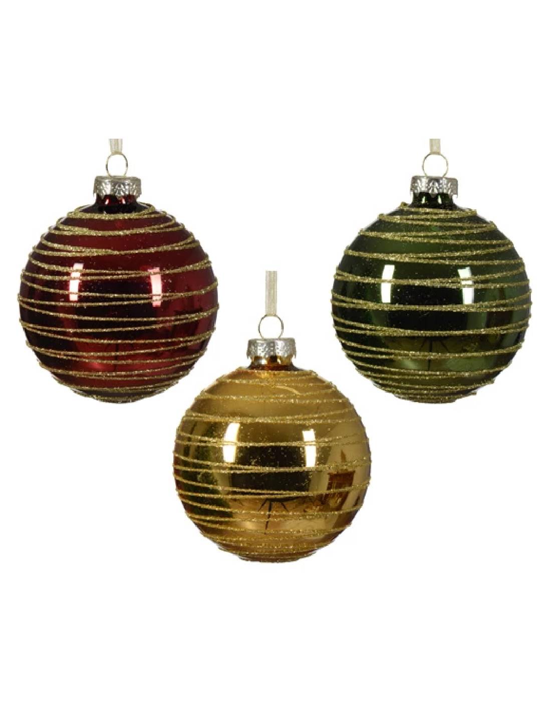 Pallina Albero Di Natale In Vetro Spirale Dorata 8cm Prodotto Assortito