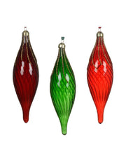 Pallina Albero Di Natale In Vetro Allungata h20cm Prodotto Assortito