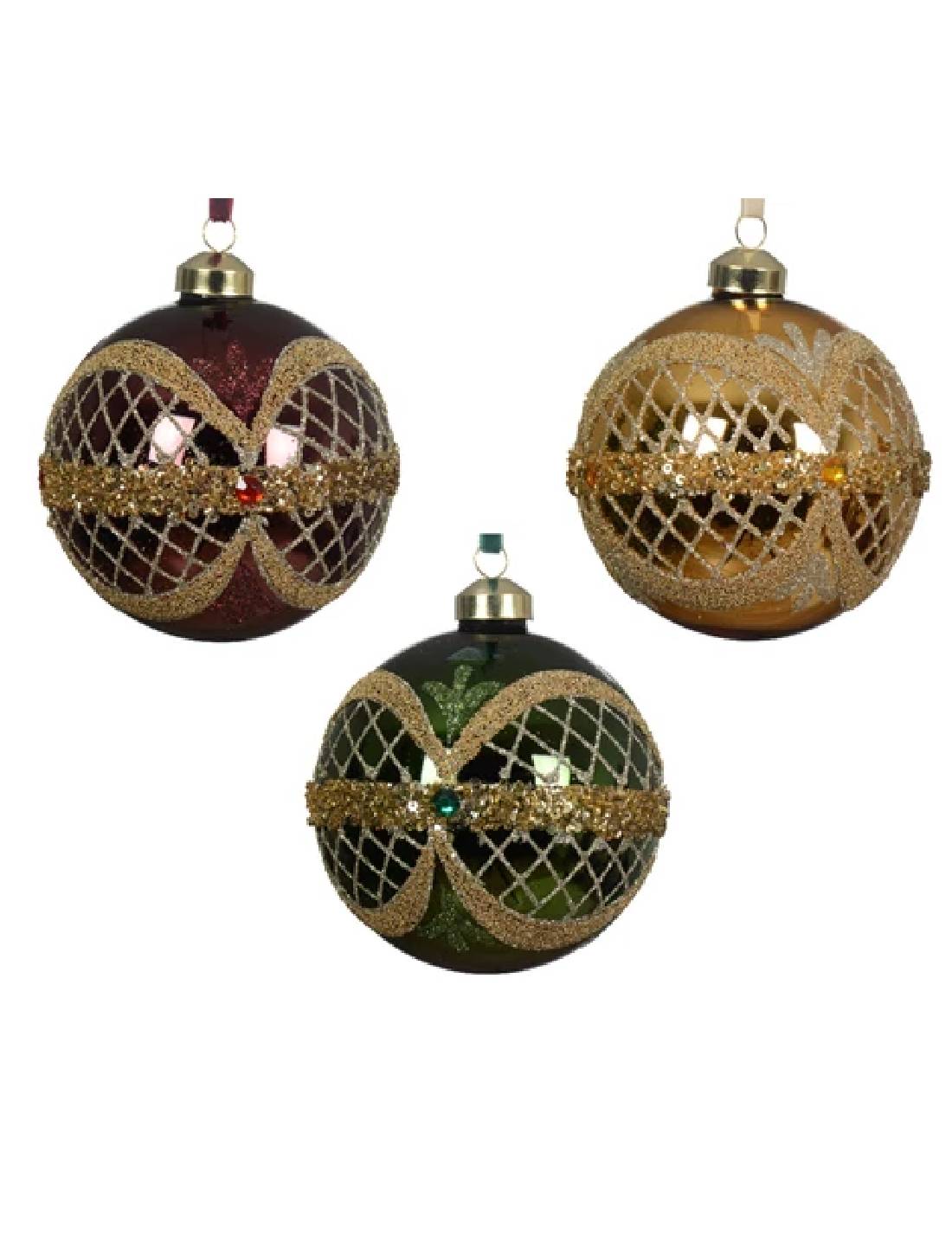 Pallina Albero Di Natale In Vetro Decorazioni Oro d10cm Prodotto Assortito