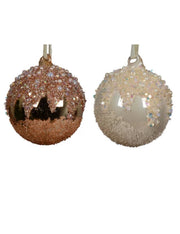 Pallina Albero Di Natale In Vetro Perle E Paillettes d8cm Prodotto Assortito
