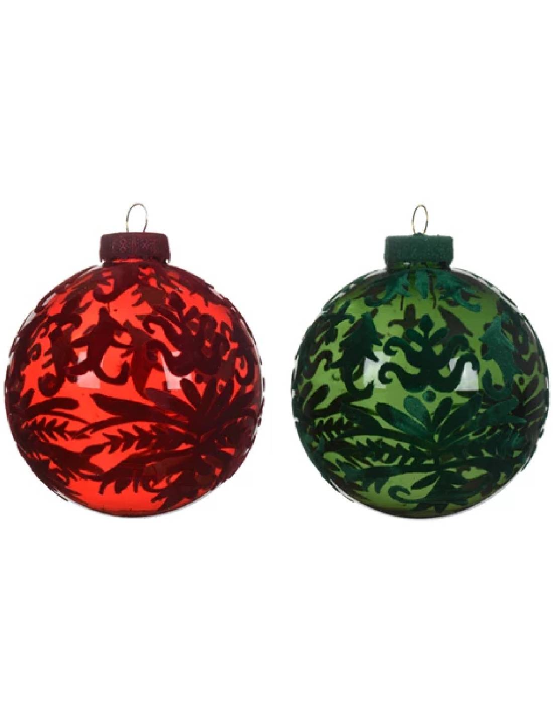 Pallina Albero Di Natale In Vetro Velluto Barocco d8cm Prodotto Assortito