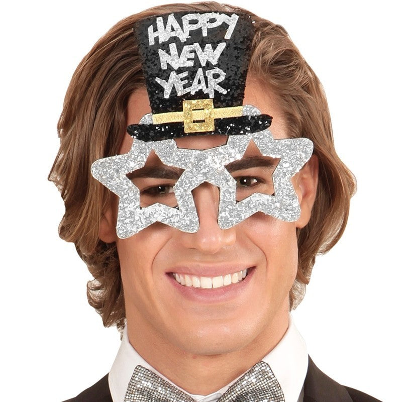 Occhiali Happy New Year Glitter Argento