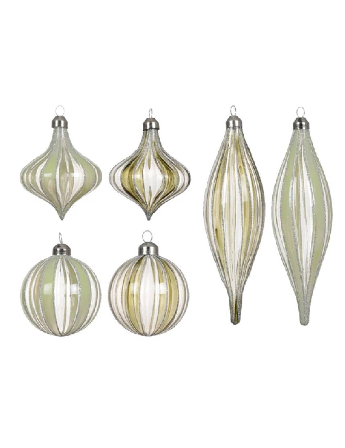 Pallina Albero Di Natale In Vetro Strisce Verticali 6cm Prodotto Assortito