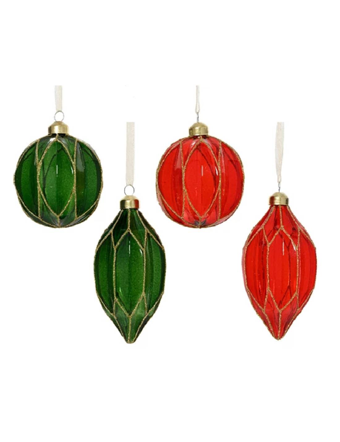 Pallina Albero Di Natale In Vetro Trasparente Con Glitter 8cm Prodotto Assortito