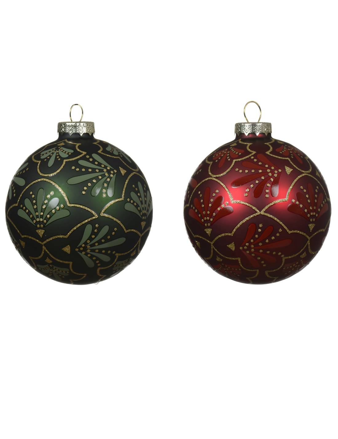Pallina Albero Di Natale In Vetro Con Decorazioni Floreali 8cm