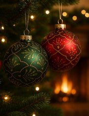 Pallina Albero Di Natale In Vetro Con Decorazioni Floreali 8cm