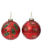 Pallina Albero Di Natale In Vetro Decorazioni Floreali 8cm Prodotto Assortito