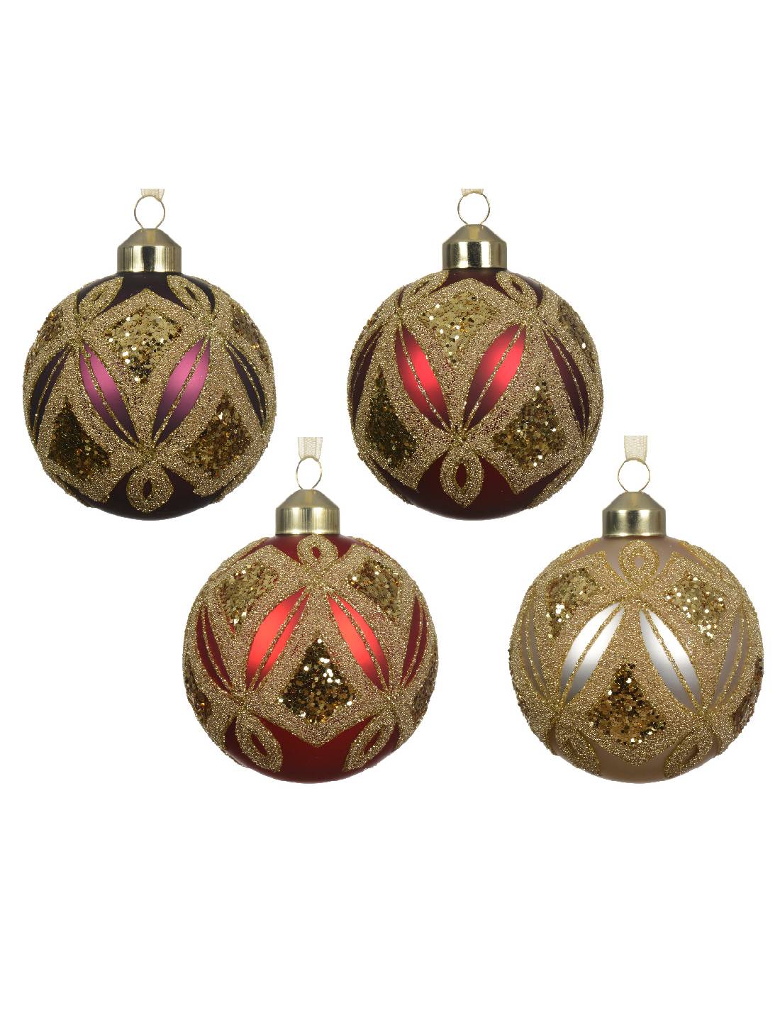 Pallina Albero Di Natale In Vetro Decorazioni Oro 8cm Colori Assortiti