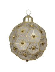 Pallina Albero Di Natale In Vetro Irregolare Con Decorazioni Oro 8cm