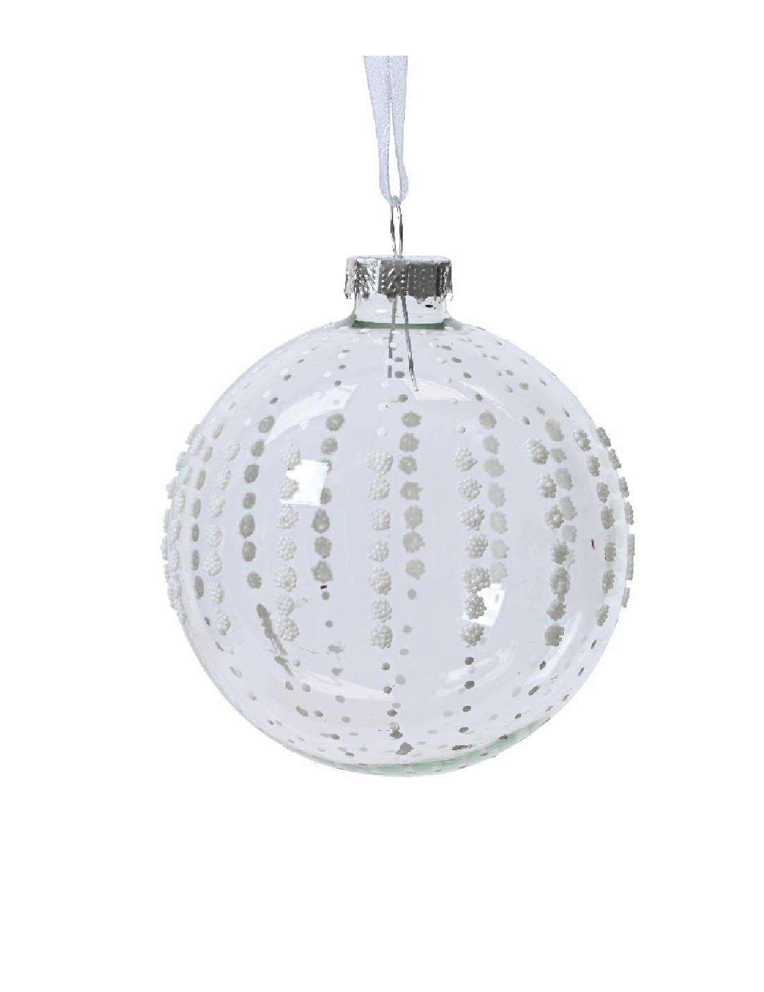 Pallina Albero Di Natale In Vetro Decorazioni Bianche 10cm