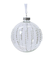 Pallina Albero Di Natale In Vetro Decorazioni Bianche 10cm