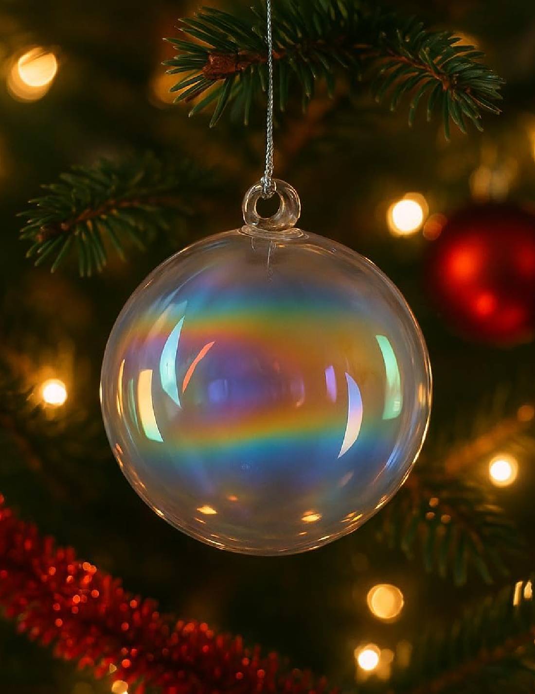 Pallina Albero Di Natale In Vetro Iridescente 12cm
