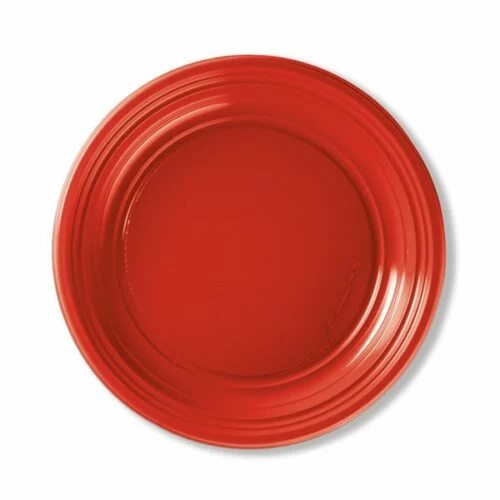 Piatti Di Plastica Fondi Rosso Set 100Pz.