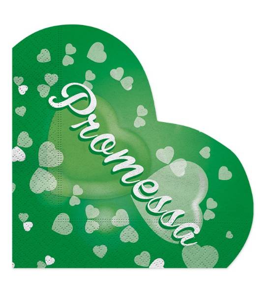 Tovaglioli A Forma Di Cuore Verde Promessa Matrimonio 33x33cm 20pz