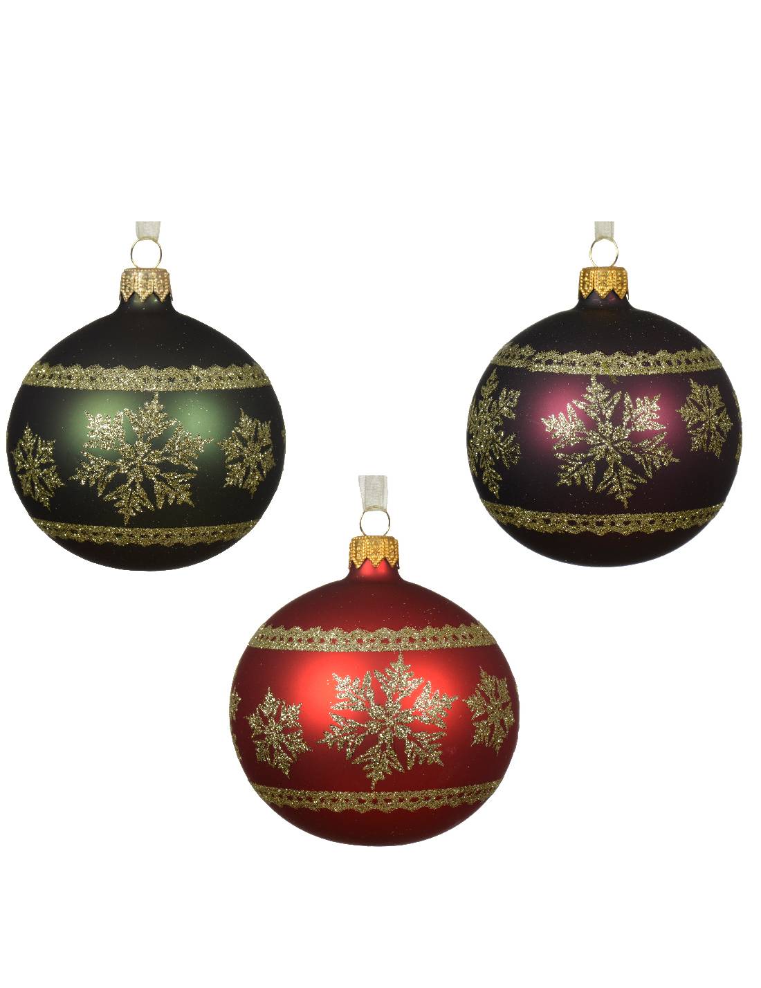 Pallina Albero Di Natale In Vetro Decorazioni Oro Fiocchi Di Neve 8cm