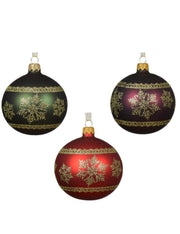 Pallina Albero Di Natale In Vetro Decorazioni Oro Fiocchi Di Neve 8cm
