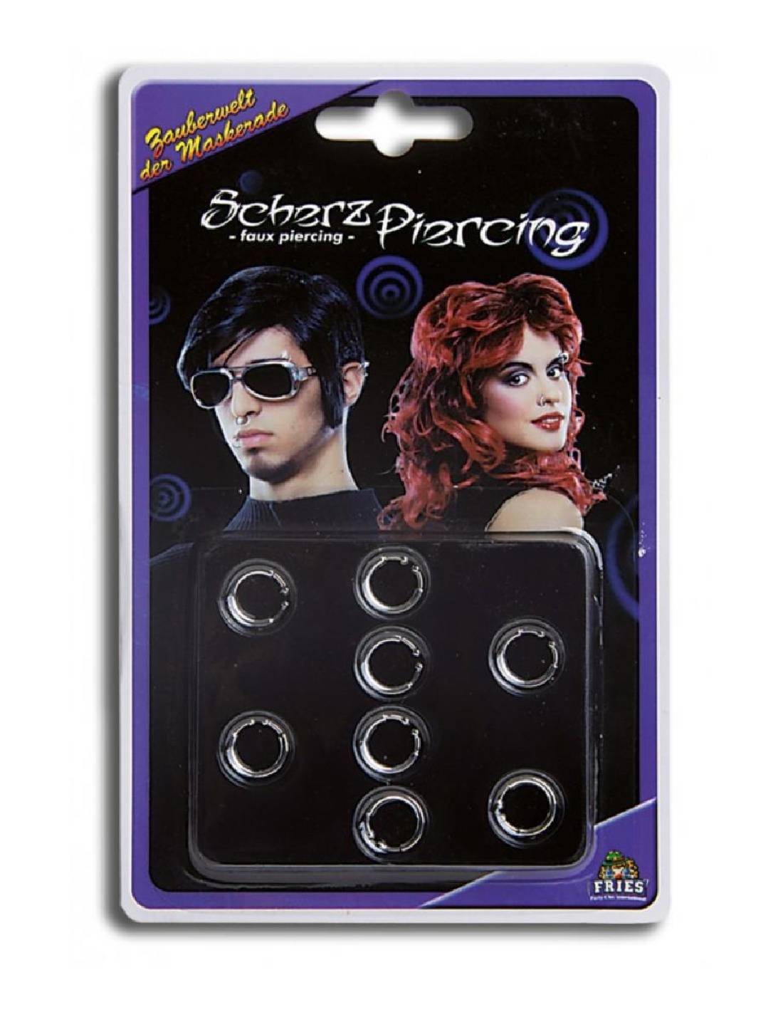 Accessorio Di Halloween Carnevale 8 Piercing Finti In Blister