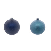 Pallina Albero Di Natale In Vetro Blu E Azzurra Assortite Con Glitter 10cm
